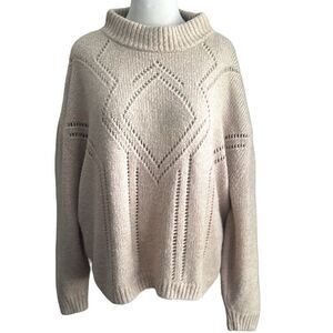 H&M Women’s Knit Oversized Alpaca Blend Sweater Beige Size XL